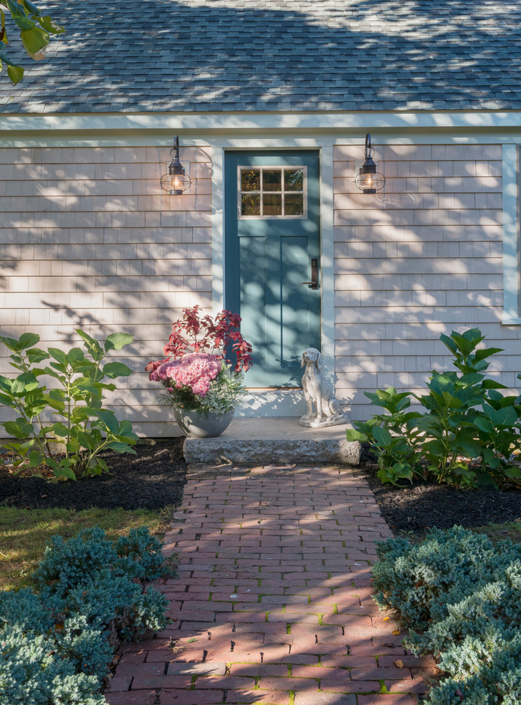Inspiration for a small beach style entrance in Providence with a single front door.