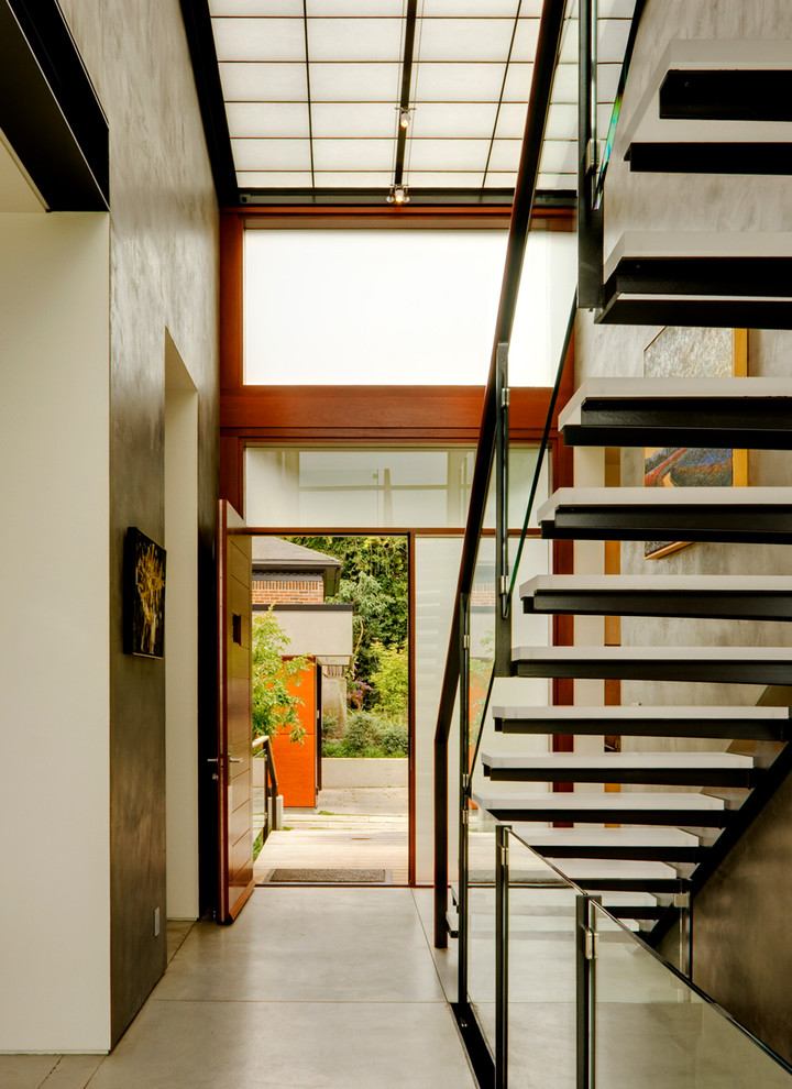 This is an example of a contemporary foyer in Seattle.