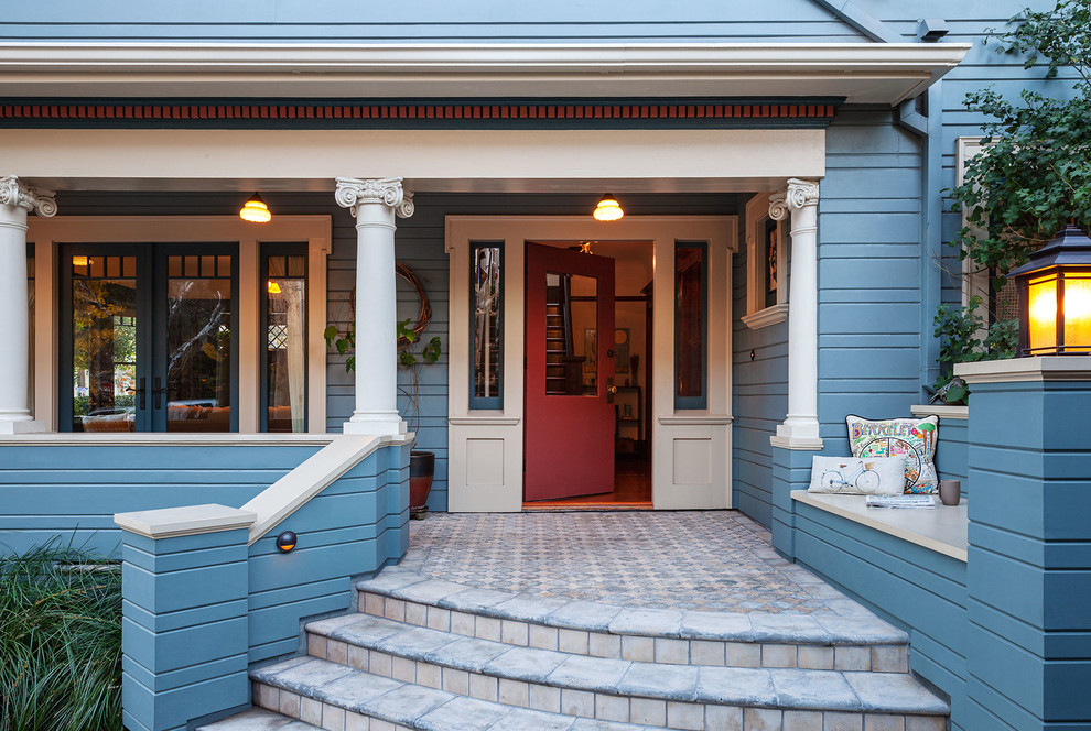 Elegant entryway photo in San Francisco with a red front door