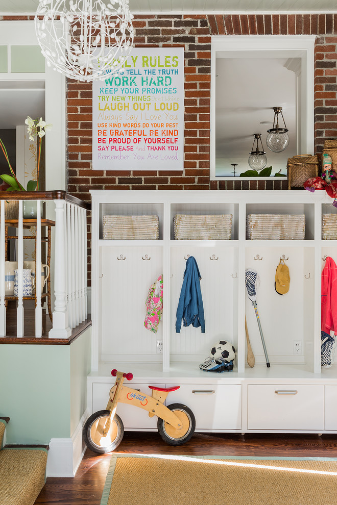 Inspiration for a timeless mudroom remodel in Boston