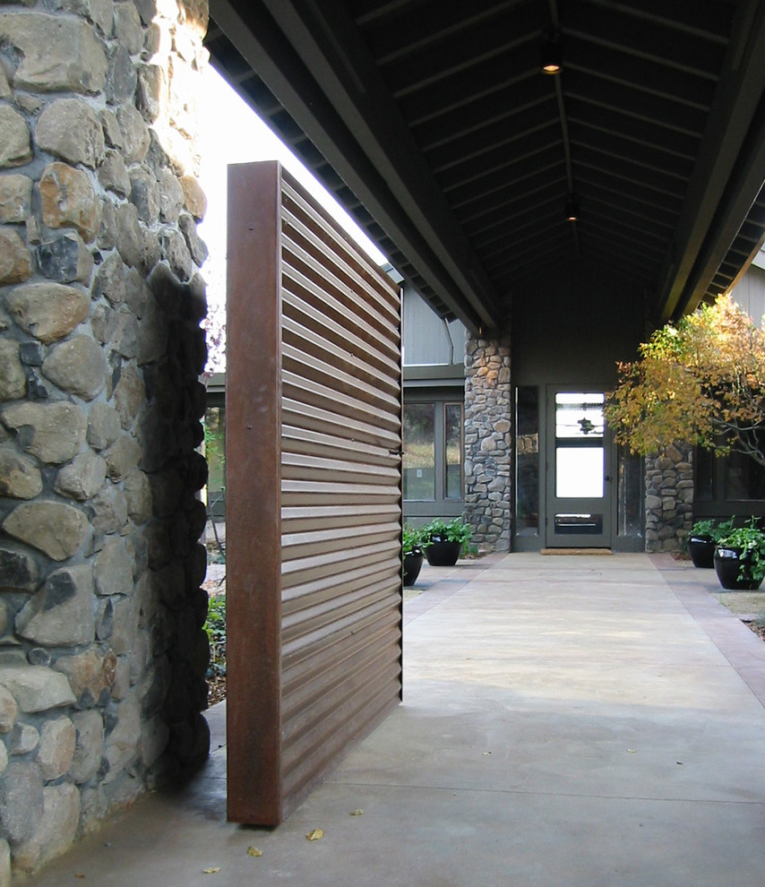 Inspiration for a mid-sized modern entryway remodel in San Francisco with a glass front door