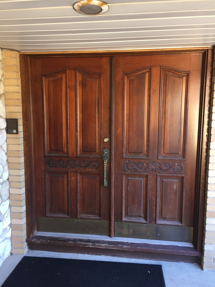 Clifton, NJ Front Door Before/After Image of Stain, Remodel