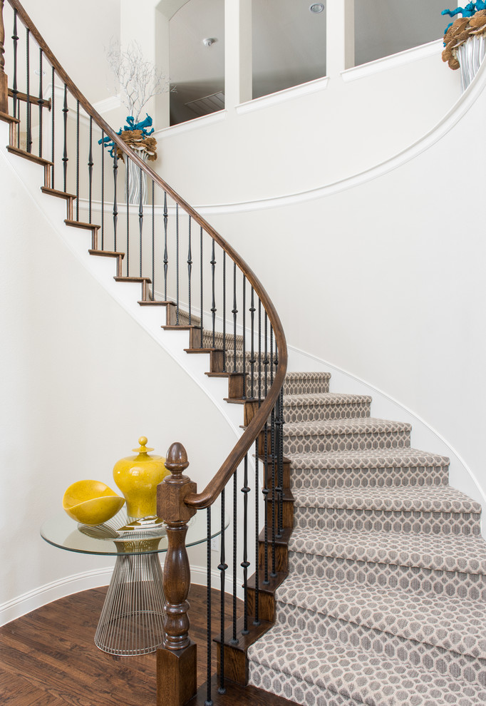 Inspiration for a mid-sized transitional staircase remodel in Dallas