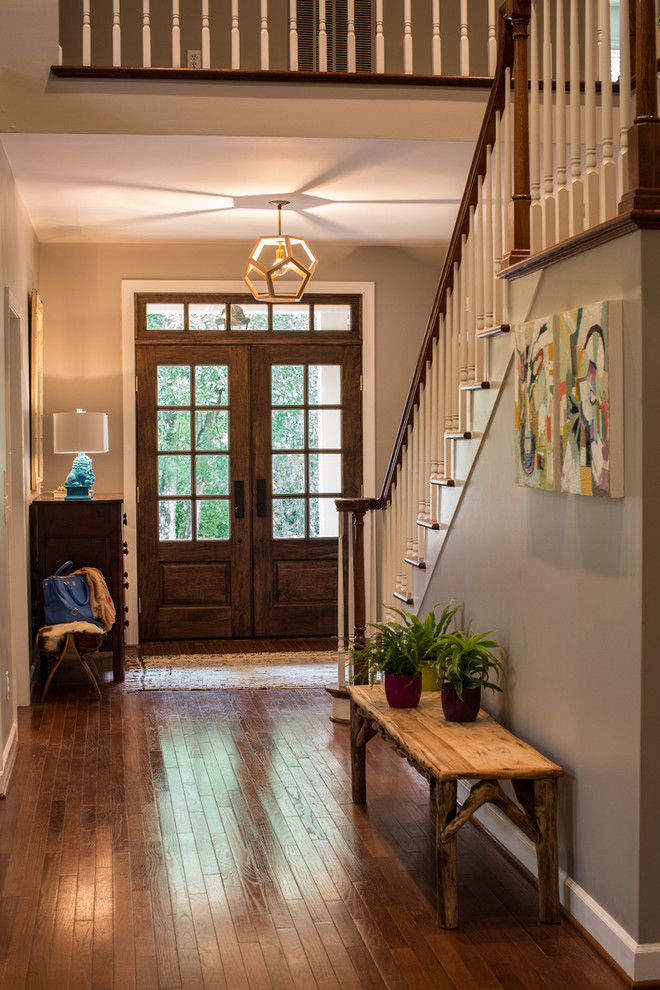 Transitional double front door photo in Other with a glass front door