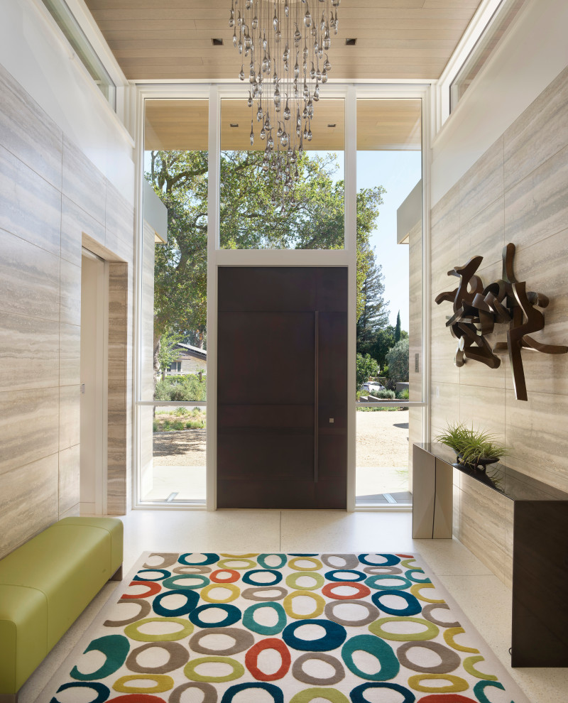 Mittelgroße Moderne Haustür mit bunten Wänden, Drehtür und Haustür aus Metall in San Francisco