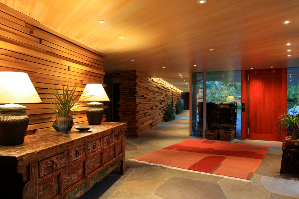 Photo of a contemporary foyer in Other with a single front door.