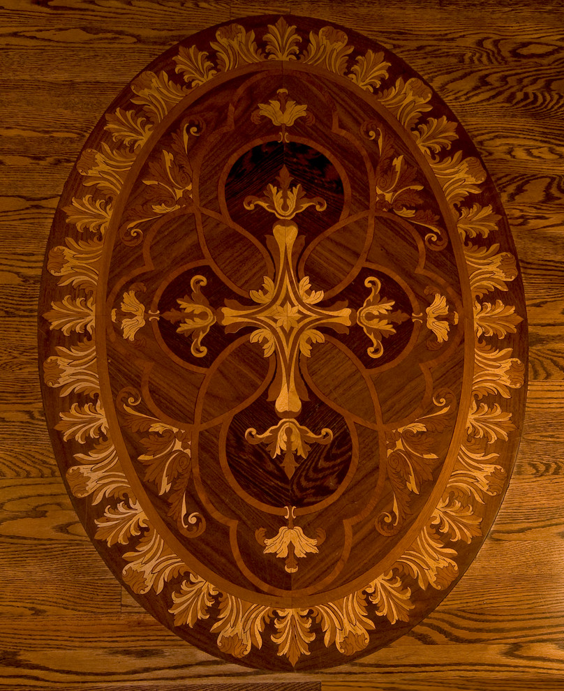 Example of a classic medium tone wood floor entryway design in Other