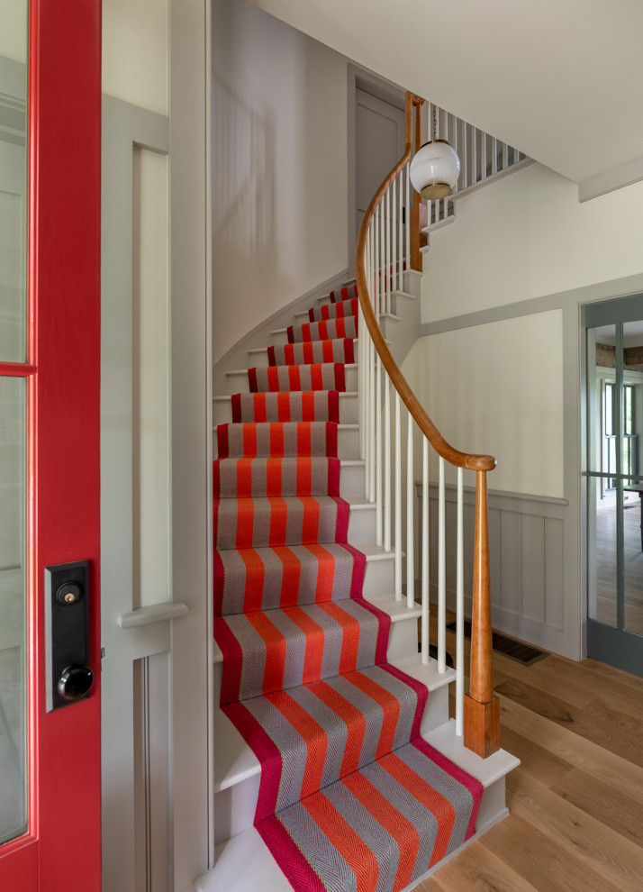 Design ideas for a farmhouse staircase in New York.