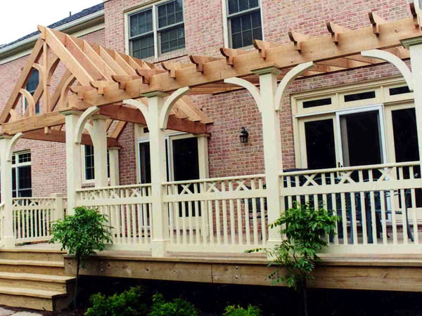 Custom Arbor with Deck Railing and Wooden Porch - Contemporary - Entry ...