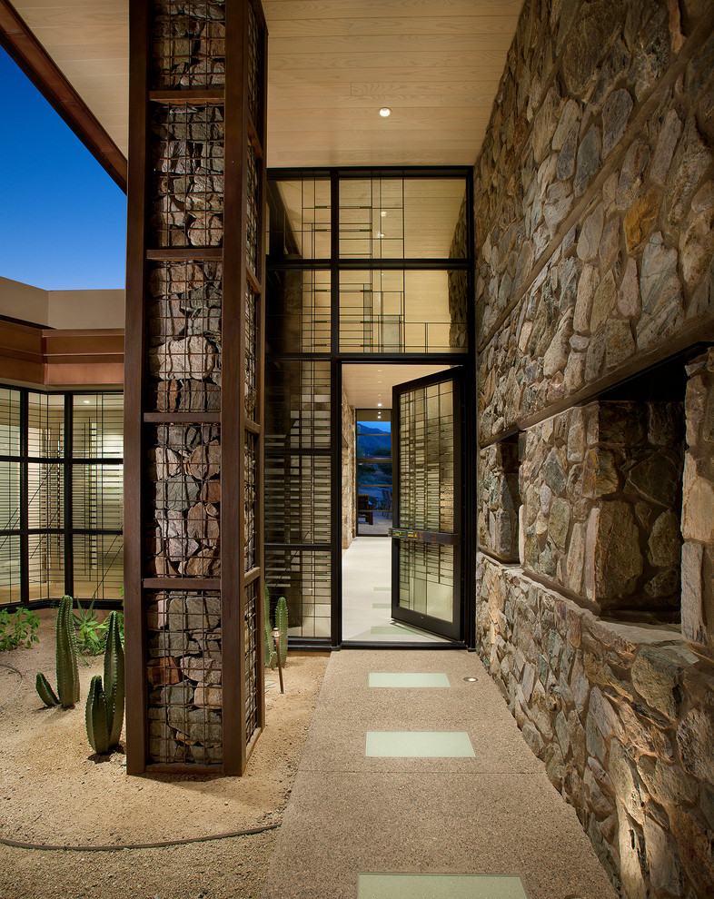 Entryway - contemporary entryway idea in Phoenix with a glass front door