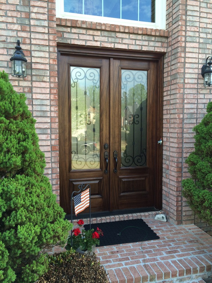 Door and sidelight transformed to double door Transitional Entry