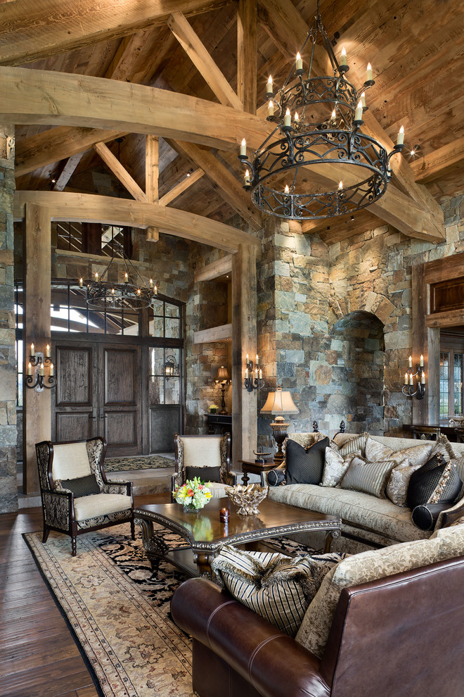 This is an example of a rustic entrance in Other with feature lighting.