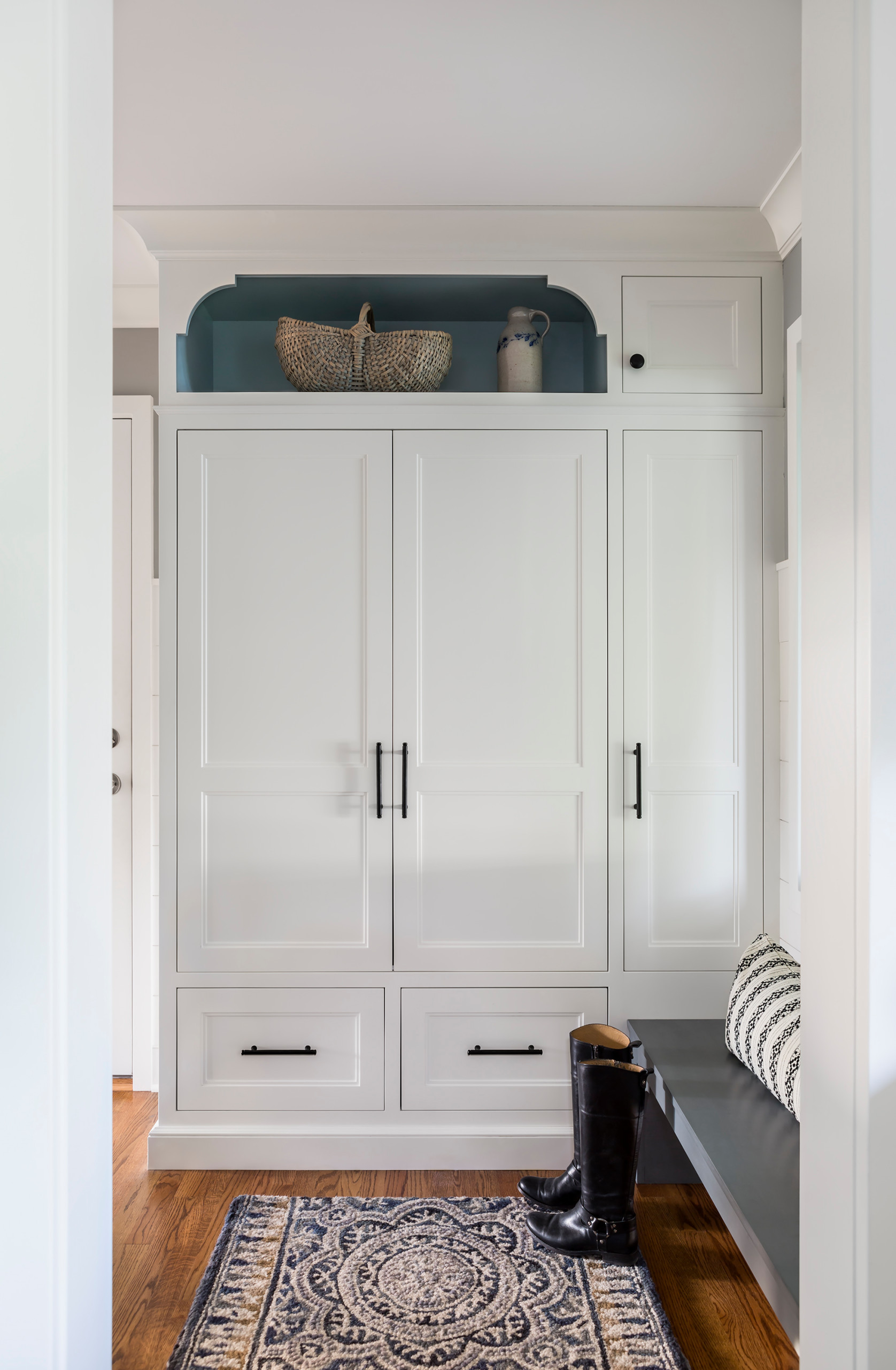 75 Entryway with Blue Walls and a White Front Door Ideas You'll Love -  November, 2022 | Houzz