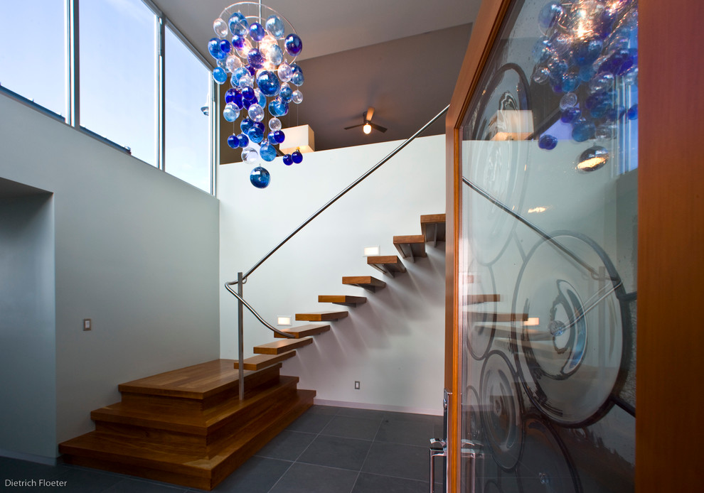 Contemporary staircase in Grand Rapids.