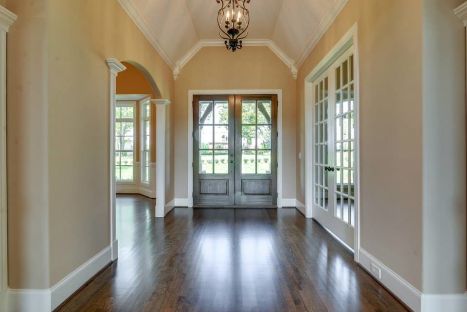 Design ideas for a large traditional front door in Nashville with a double front door and a glass front door.