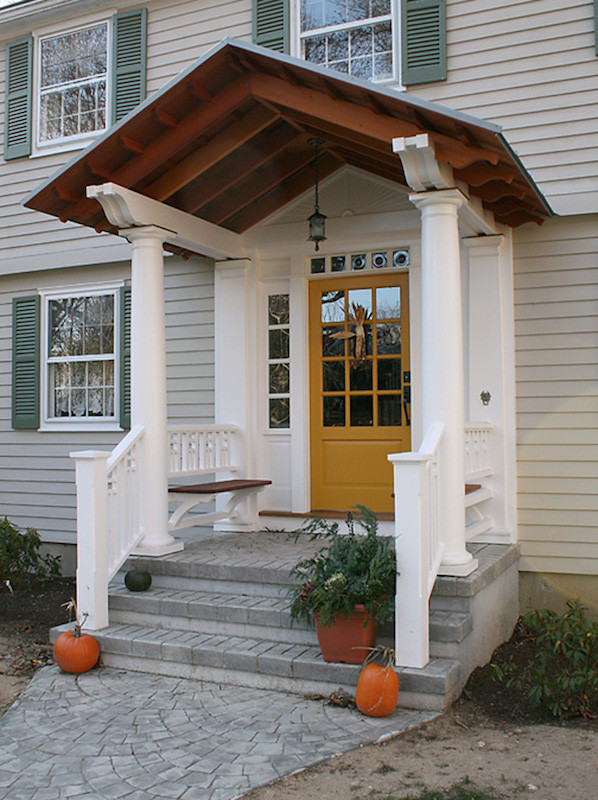 Inspiration for a mid-sized craftsman entryway remodel in Bridgeport with a yellow front door