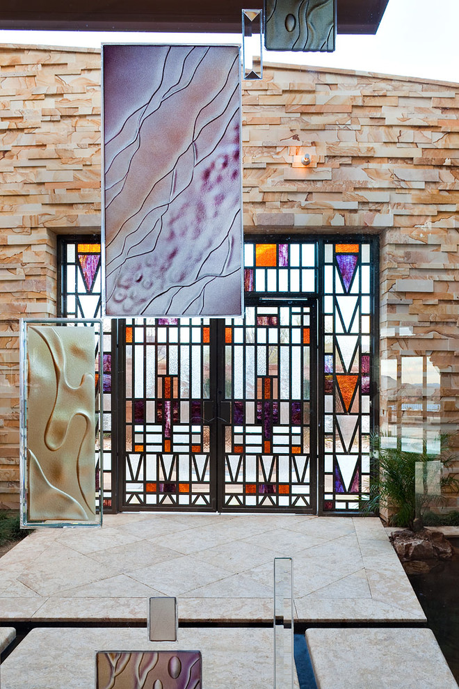 Entry Gate with Stained Glass Contemporary Entry Las Vegas by