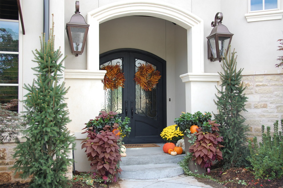 Entryway photo in Other with a black front door