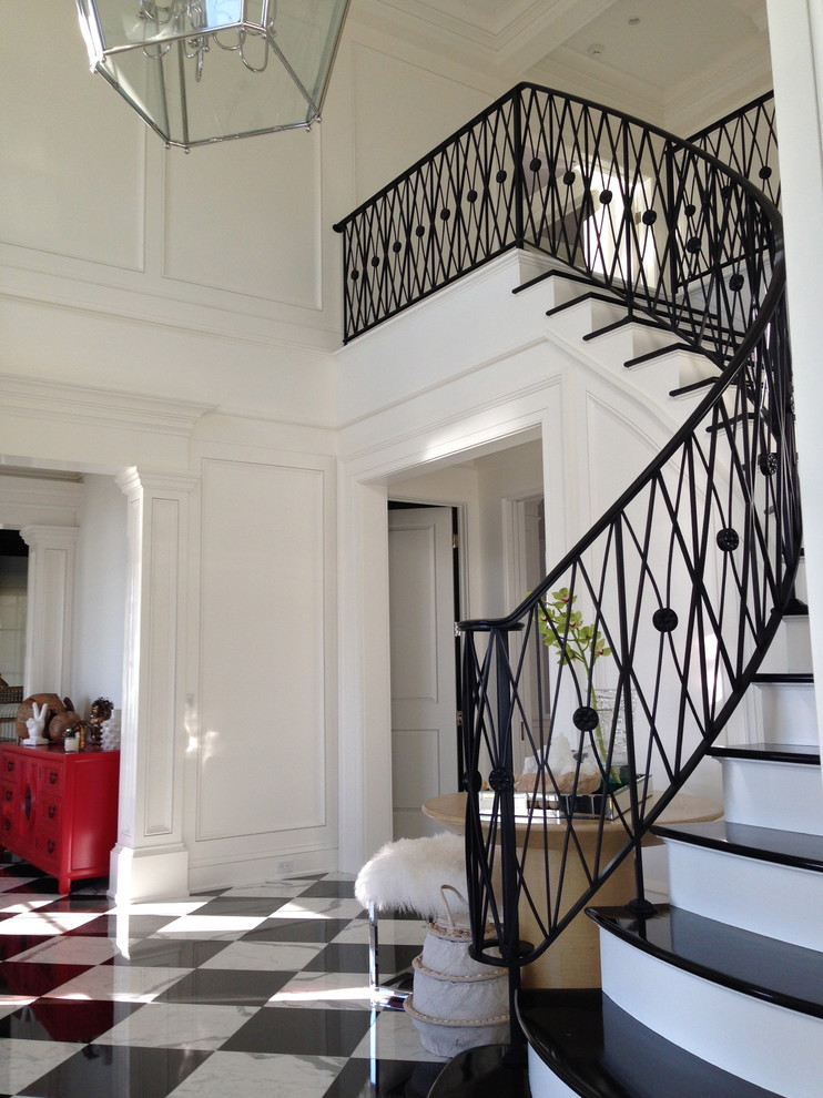 Inspiration for a traditional entrance in New York with a black front door.