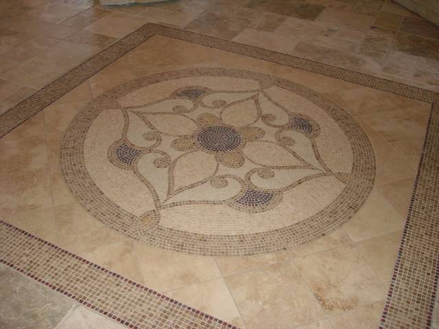 Foyer Tile Floor Detail Traditional, Floor Tile Medallion Ideas