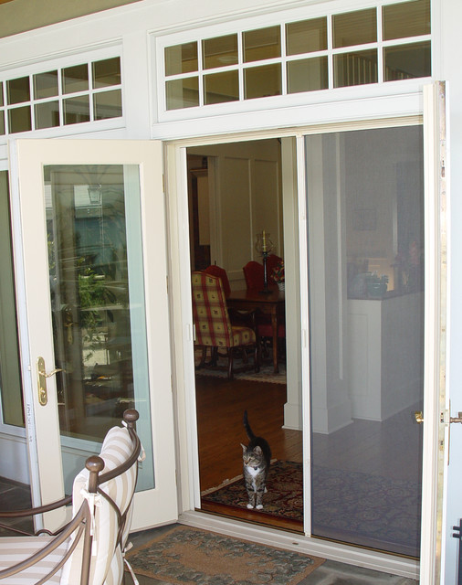 French Door Double Retractable Screen Traditional Entrance Orange
