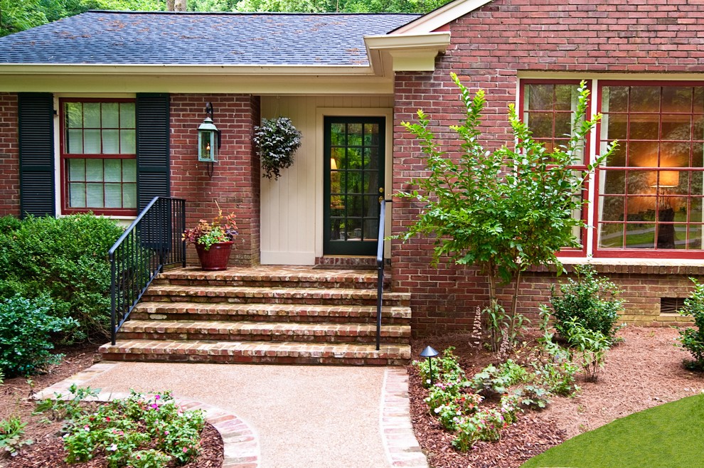 Example of a mid-sized classic entryway design in Nashville with a black front door