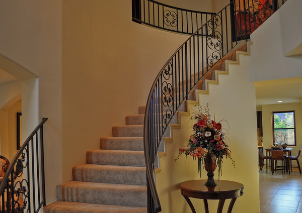 Staircase - small mediterranean staircase idea in Los Angeles