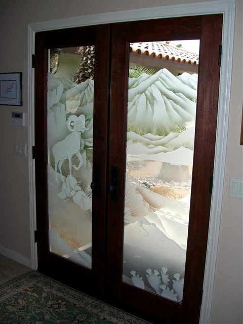 Glass Doors Frosted Glass Front Entry Doors Big Horn Desert 3d Eclectic Entry Other