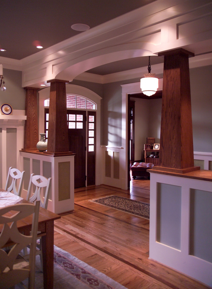 Gould entrance hall with Craftsman style room divider Craftsman