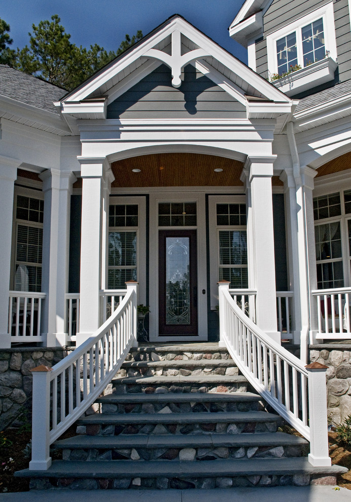 Inspiration for a classic entrance in Raleigh with a single front door and a glass front door.