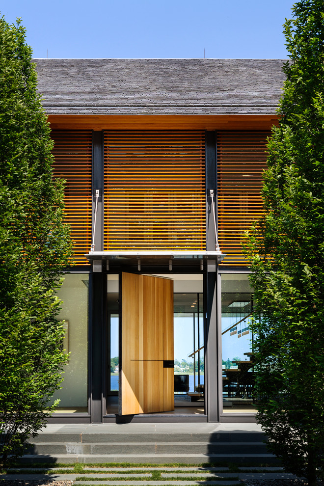This is an example of a contemporary entrance in New York.