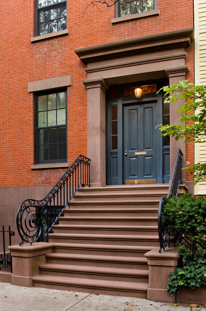 Inspiration for a medium sized classic front door in New York with a single front door and a black front door.