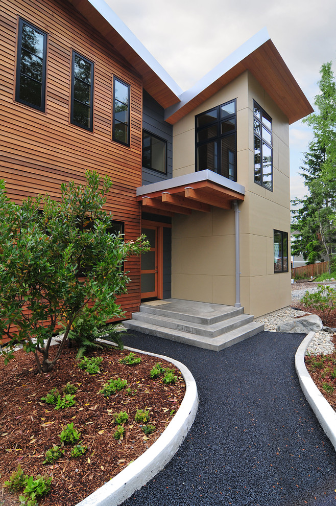 Design ideas for a contemporary entrance in Seattle with a single front door.