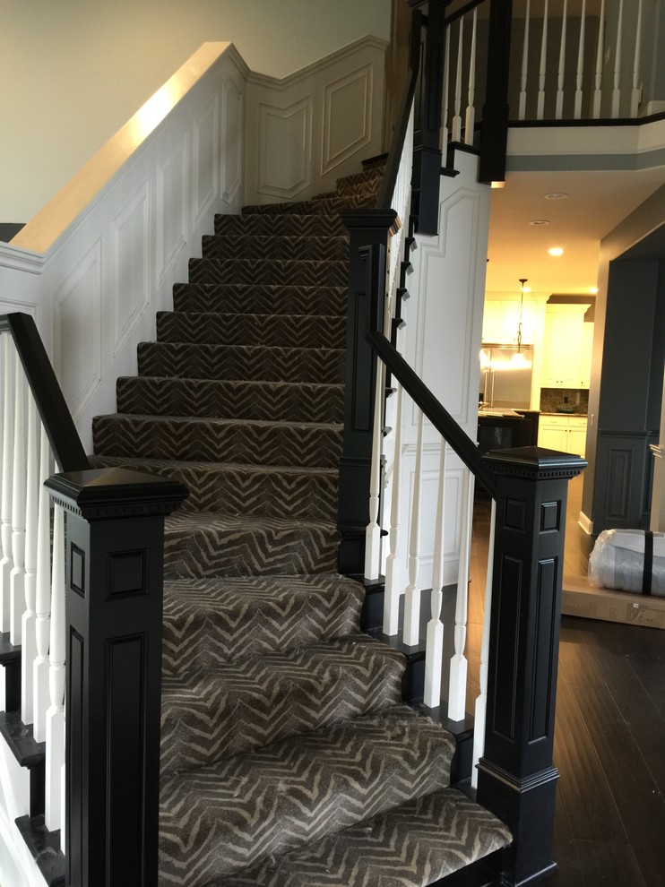 Staircase - large transitional staircase idea in Portland