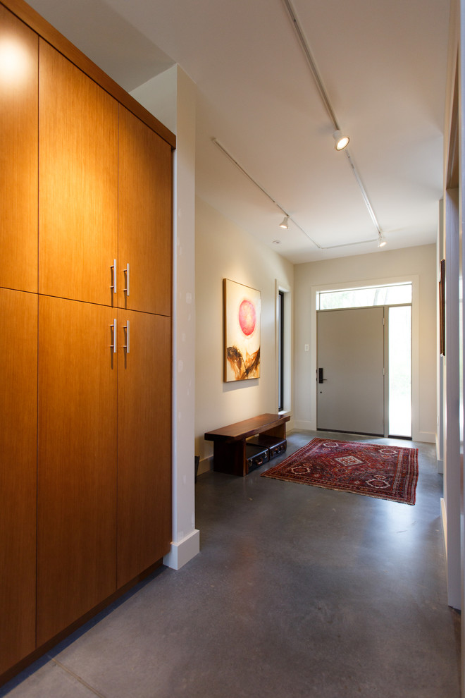 Idées déco pour un hall d'entrée moderne avec une porte simple.