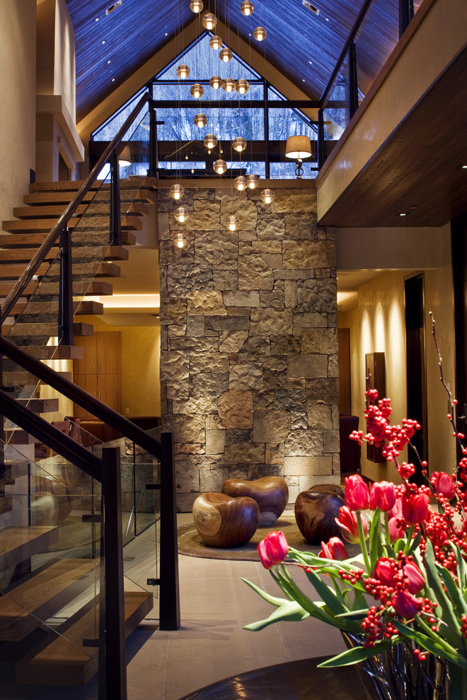 Design ideas for a large contemporary foyer in Denver.