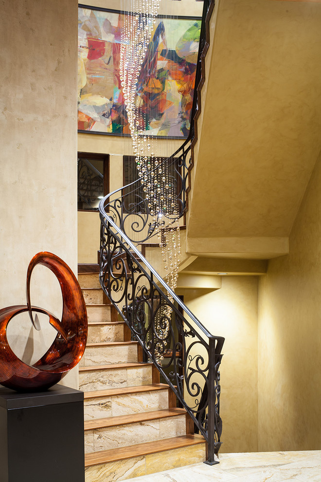 Large tuscan staircase photo in Austin