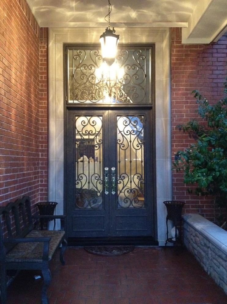 Mittelgroße Klassische Haustür mit Doppeltür und Haustür aus Glas in Houston