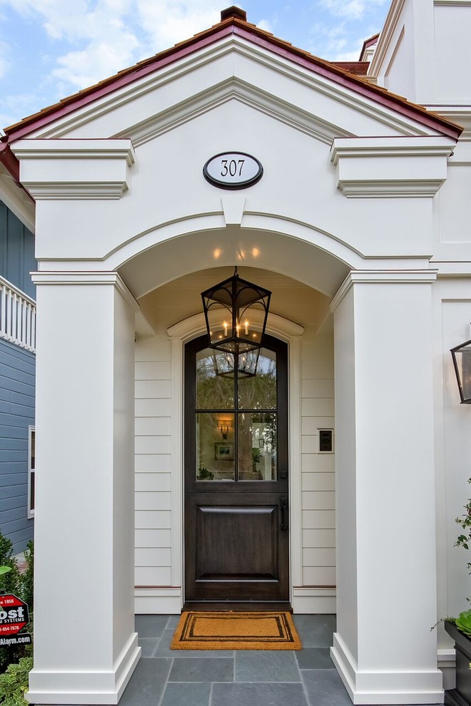 Mid-sized elegant entryway photo in Orange County
