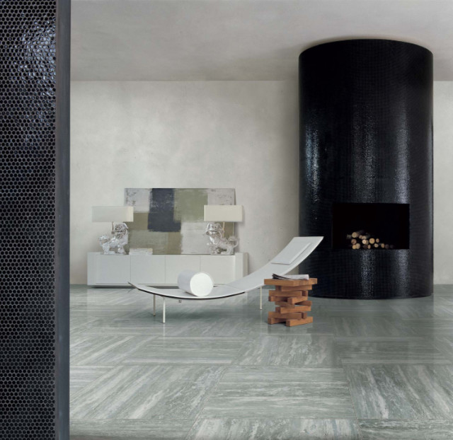 Lobby/Foyer Floor Tavertino Grey Honed Florim Porcelain Tiles