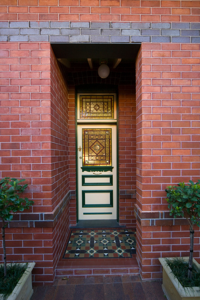 Inspiration for a classic front door in Sydney with a single front door and a glass front door.