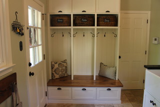 Built-In Mudroom Bench, Shelf, and Coat Hooks