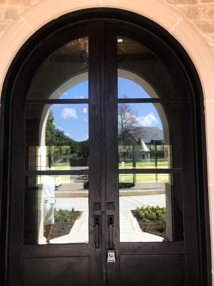 M2 Iron Doors DFW Grid Double Door Minimalistisch Eingang