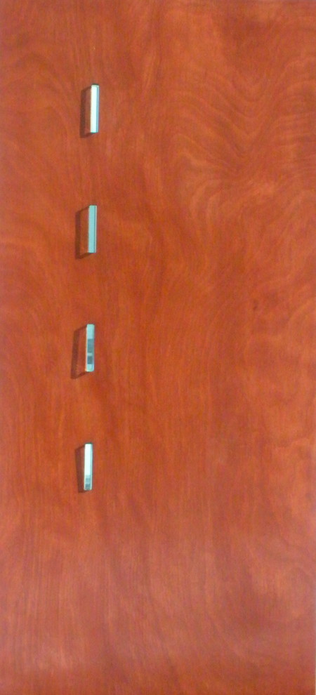 Cette photo montre une porte d'entrée moderne avec une porte simple et une porte en bois brun.