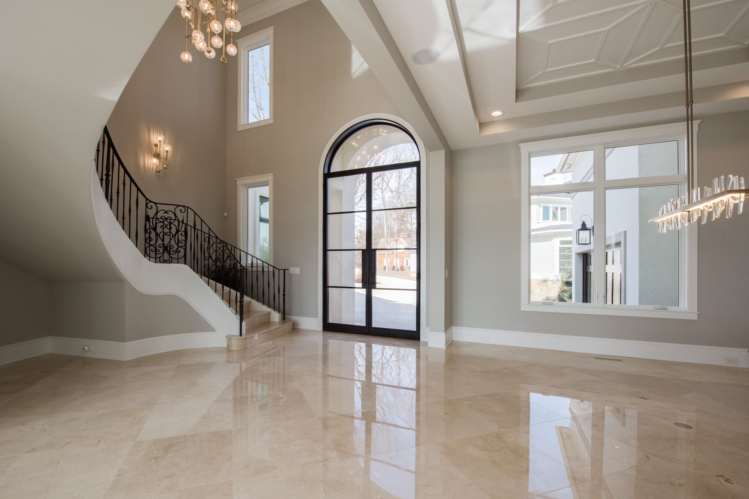 MediterraneanHall Marble Floor With Border Wainscoting Wall Decor