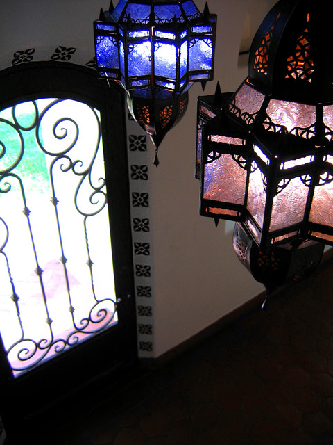 Moorish Lanterns In Spanish Style Home, Spanish Light Fixtures Santa Barbara