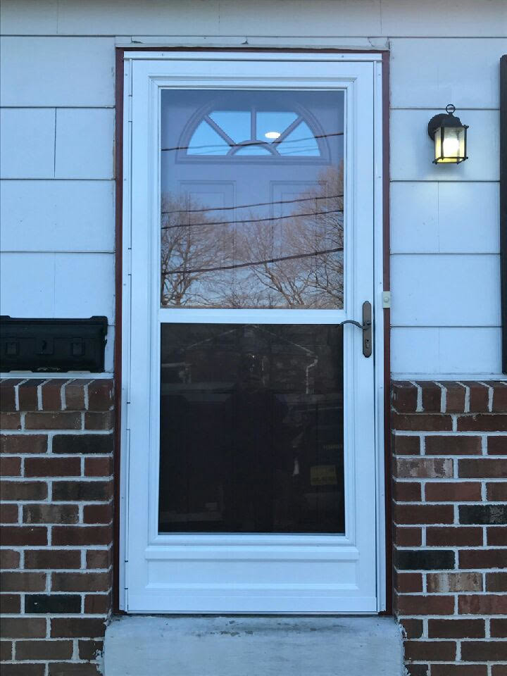 New Fiberglass Entry Door and Storm Door Traditional Entry