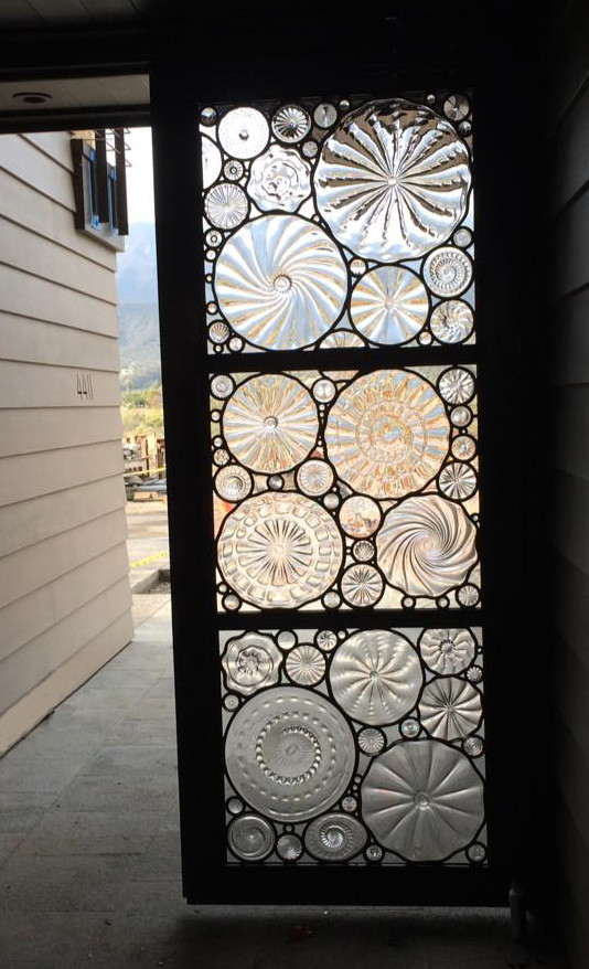 Ocean Themed Hand Blown Roundel Entryway Double Doors Entry Santa Barbara By Daniel Maher Stained Glass Houzz