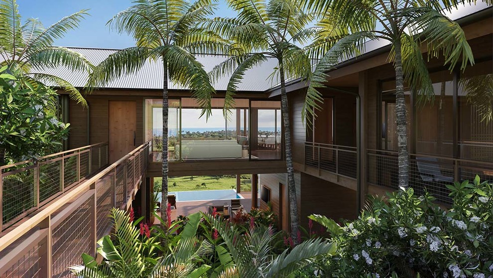 Example of a large island style entryway design in Hawaii