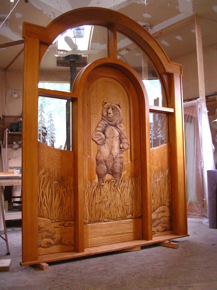 Our Wood Carved Entry Doors - Rustic - Entry - Boise - by Summit Log ...